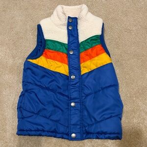 Cat & Jack Retro Style Rainbow Puffer Vest with Snap Buttons Size 6/7